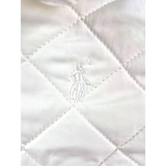 Polo Ralph Lauren Polyester Quilted Jacket Corduroy Collar Winter White Sz L - Picture 3 of 6
